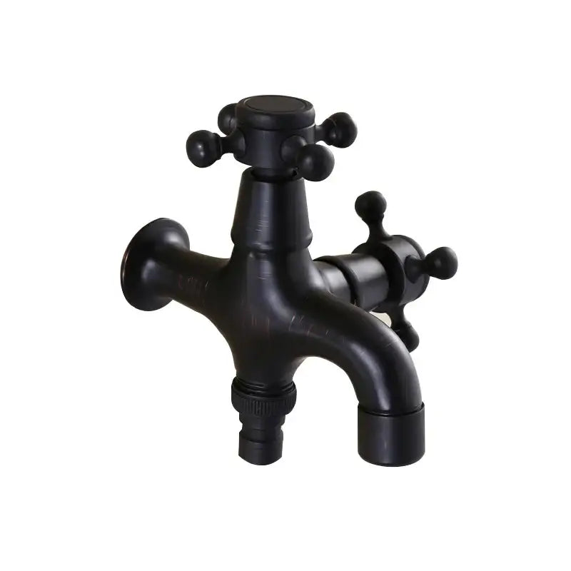 Vintage matte black dual handle washing machine faucet tap laundry room