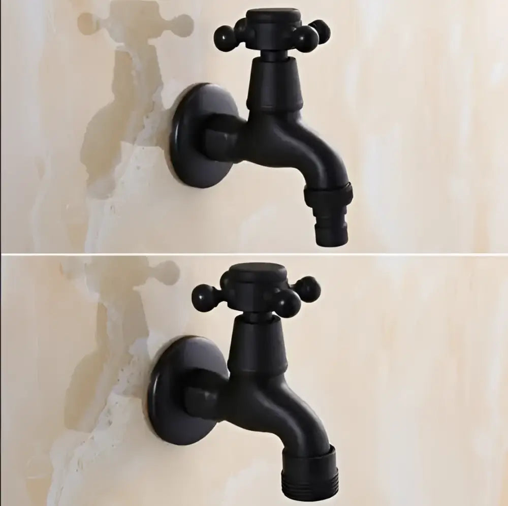 Vintage matte black dual handle washing machine faucet tap laundry room