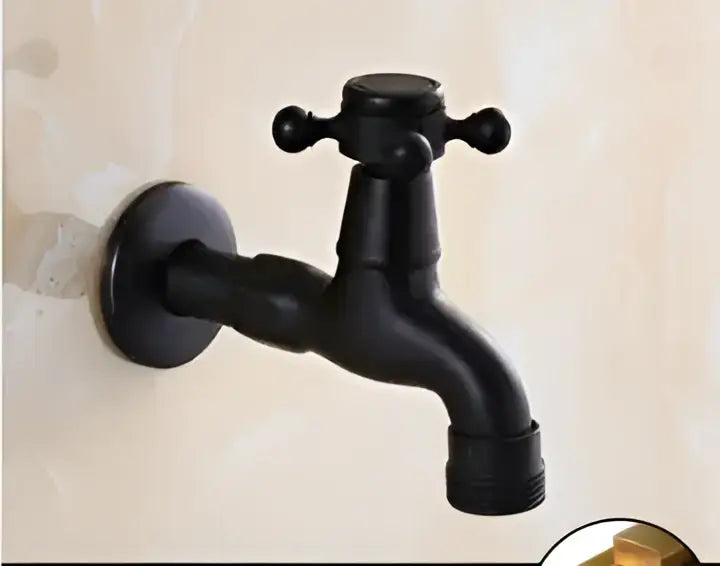 Vintage matte black dual handle washing machine faucet tap laundry room