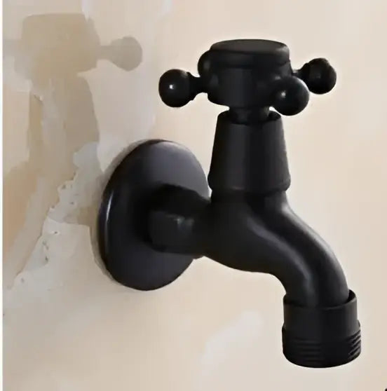 Vintage matte black dual handle washing machine faucet tap laundry room