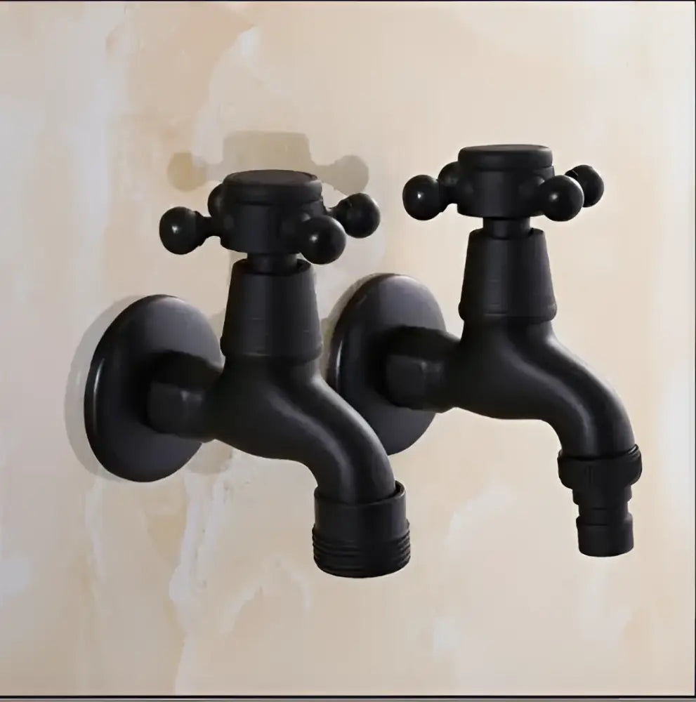 Vintage matte black dual handle washing machine faucet tap laundry room