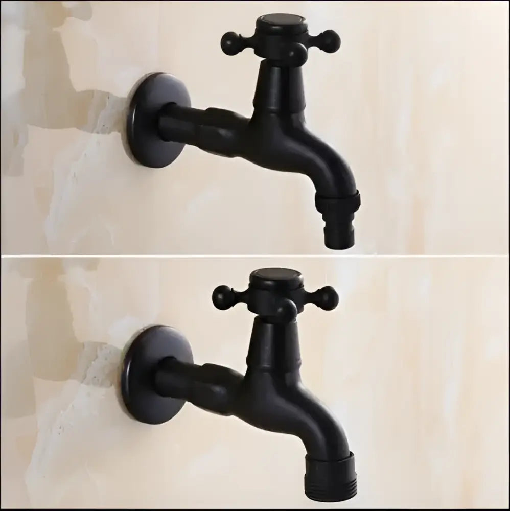 Vintage matte black dual handle washing machine faucet tap laundry room