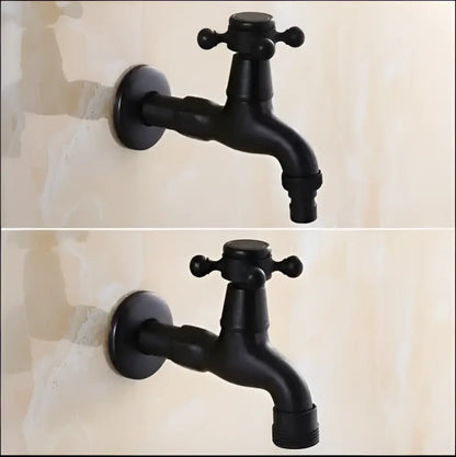 Vintage matte black dual handle washing machine faucet tap laundry room