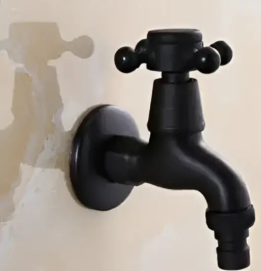 Vintage matte black dual handle washing machine faucet tap laundry room