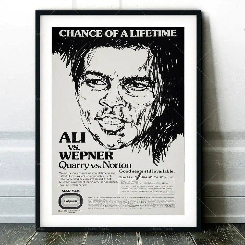 Vintage muhammad ali boxing photo print – living room wall art