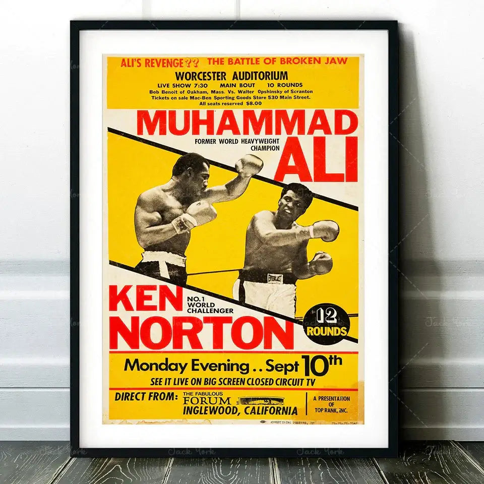 Vintage muhammad ali boxing photo print – living room wall art