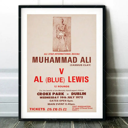 Vintage muhammad ali boxing photo print – living room wall art