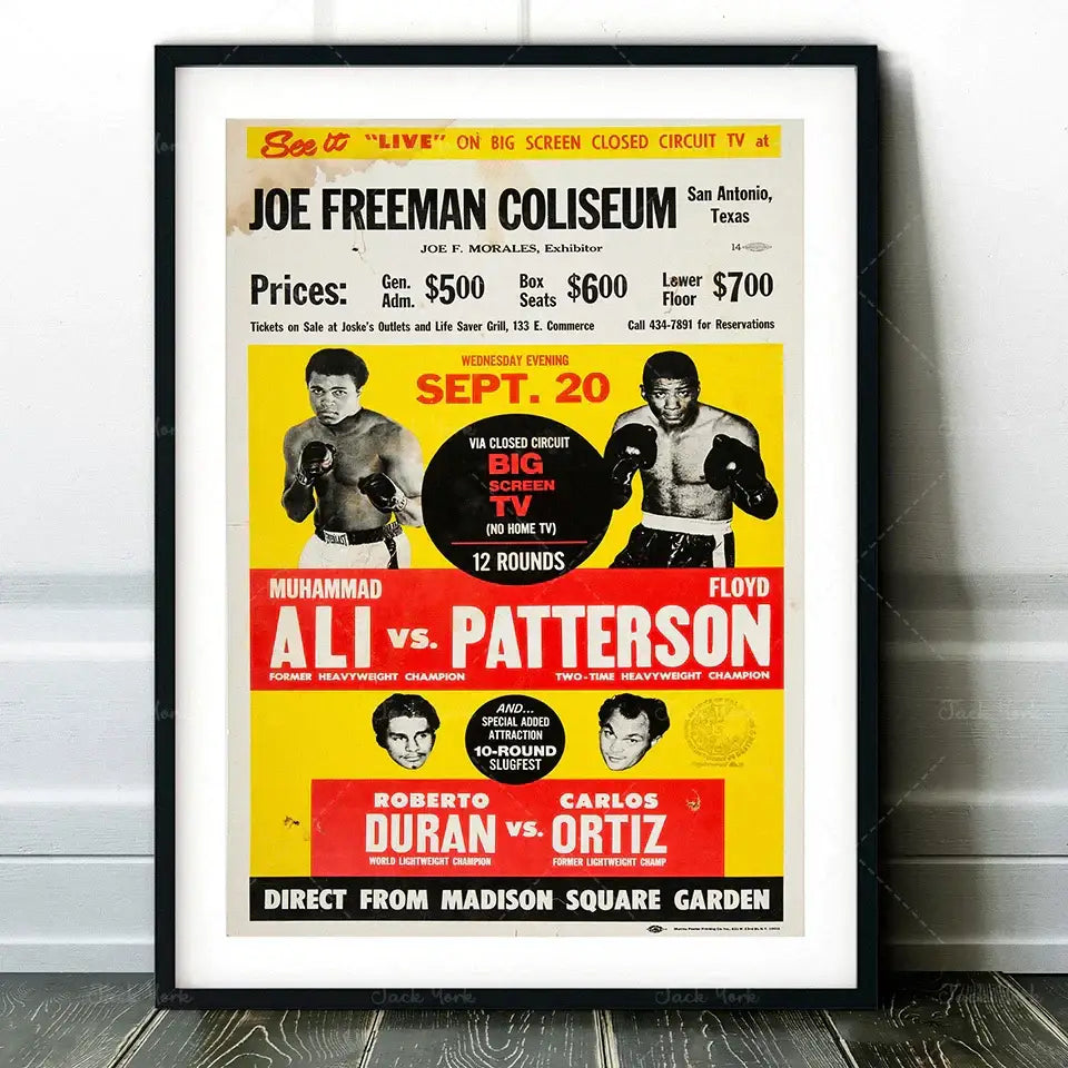 Vintage muhammad ali boxing photo print – living room wall art