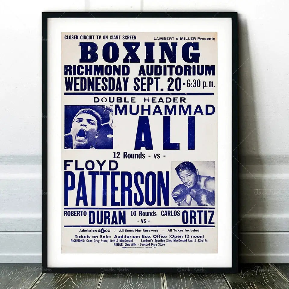 Vintage muhammad ali boxing photo print – living room wall art