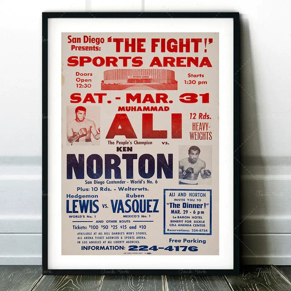 Vintage muhammad ali boxing photo print – living room wall art
