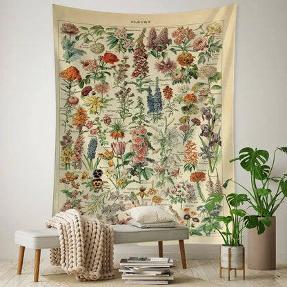 Vintage mushroom girl tapestry bedroom boho wall art decor