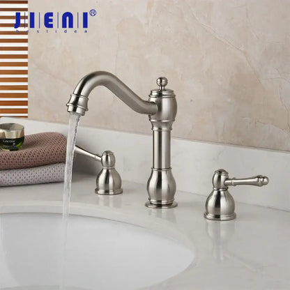 Vintage nickel dual handle swivel faucet bathroom sink tap