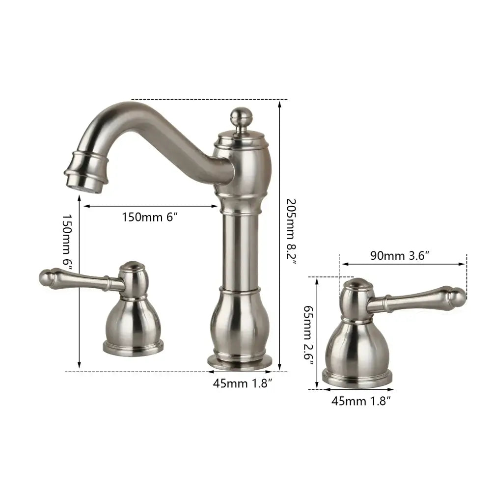 Vintage nickel dual handle swivel faucet bathroom sink tap