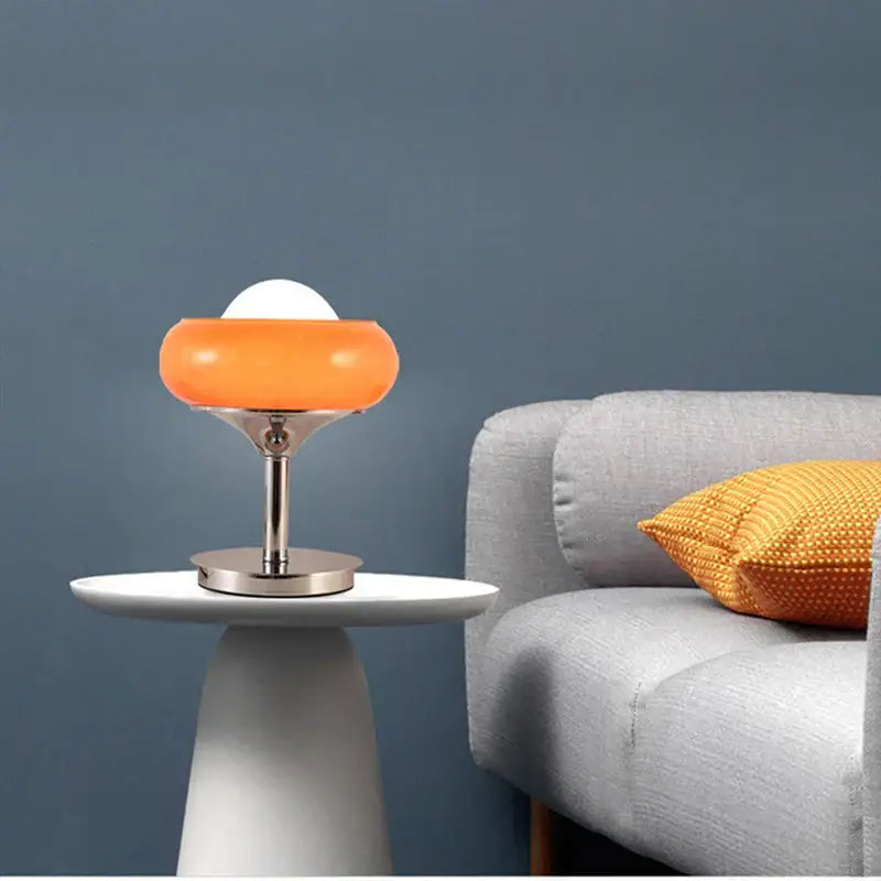Vintage orange glass and chrome table lamp bedroom lighting