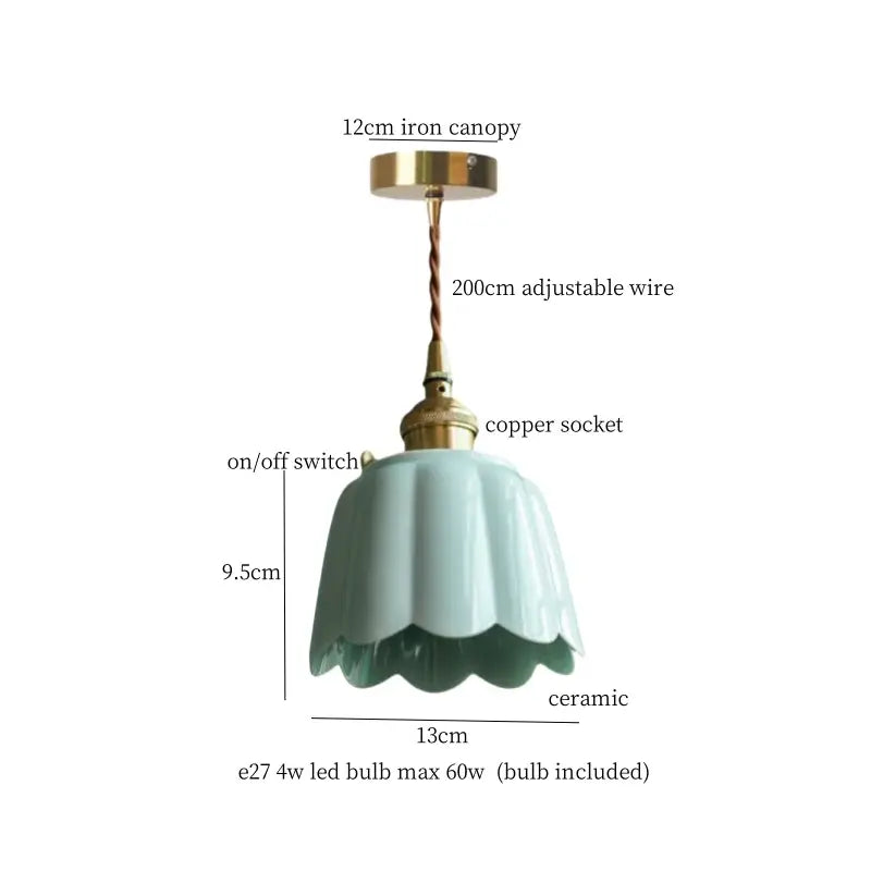 Vintage pale green glass pendant light dining room brass fixture