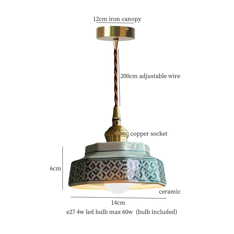 Vintage pale green glass pendant light dining room brass fixture
