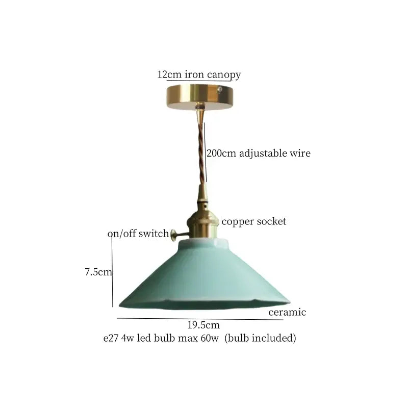Vintage pale green glass pendant light dining room brass fixture