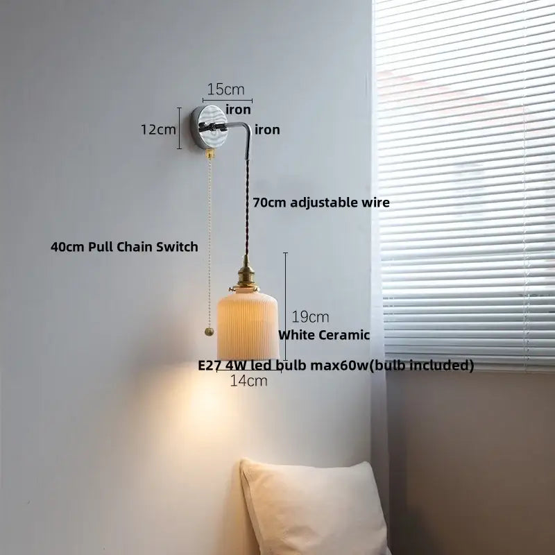 Vintage ribbed glass and brass wall sconce bathroom mirror light
