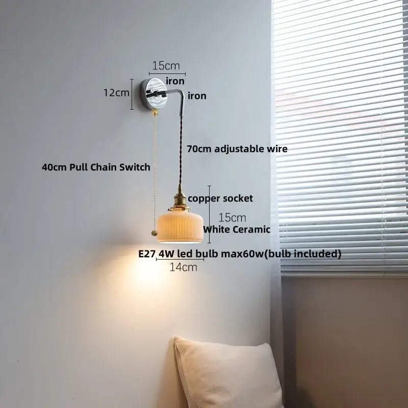 Vintage ribbed glass and brass wall sconce bathroom mirror light