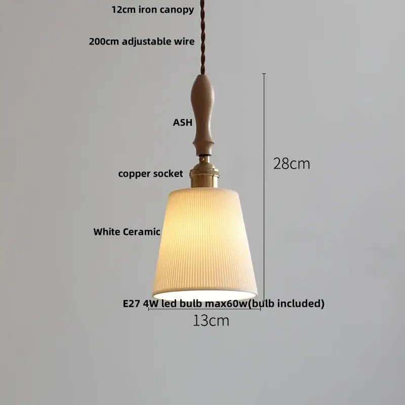 Vintage ribbed glass and wood pendant lights kitchen ceramic led