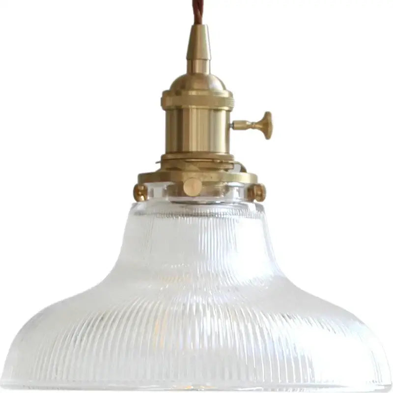 Vintage ribbed glass copper pendant light for kitchen dining room