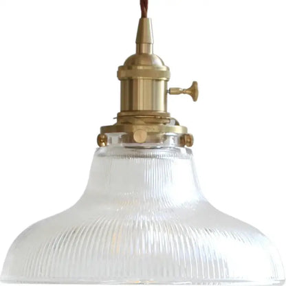 Vintage ribbed glass copper pendant light for kitchen dining room
