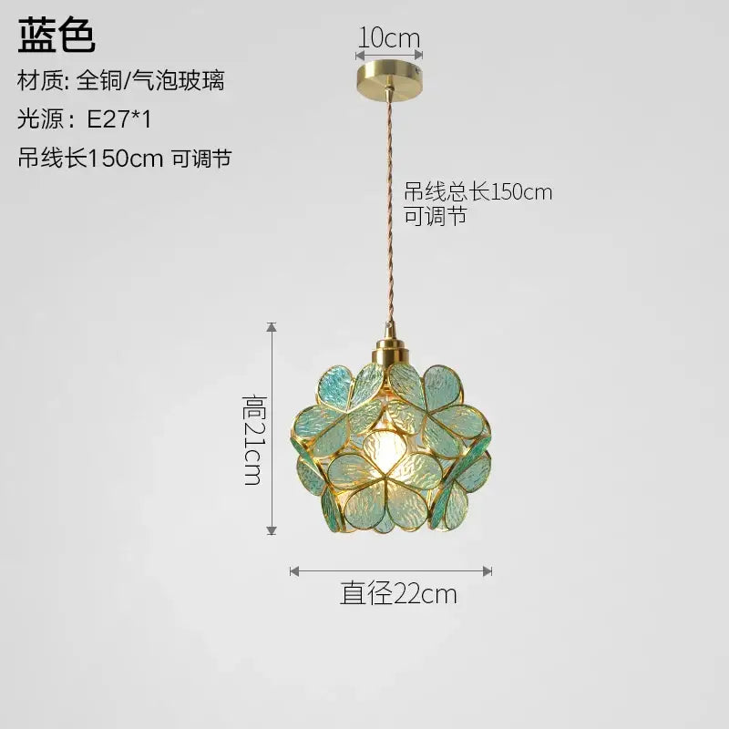 Vintage ribbed glass copper pendant light for kitchen dining room