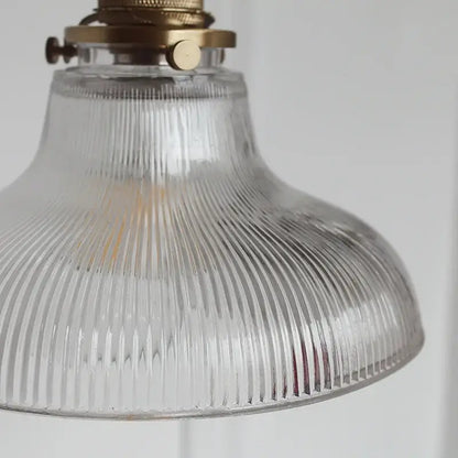 Vintage ribbed glass copper pendant light for kitchen dining room
