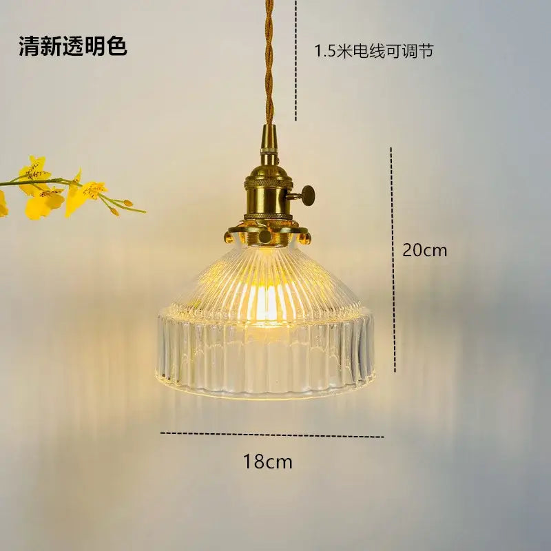 Vintage ribbed green glass hanging lamp dining room pendant light