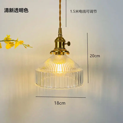 Vintage ribbed green glass hanging lamp dining room pendant light