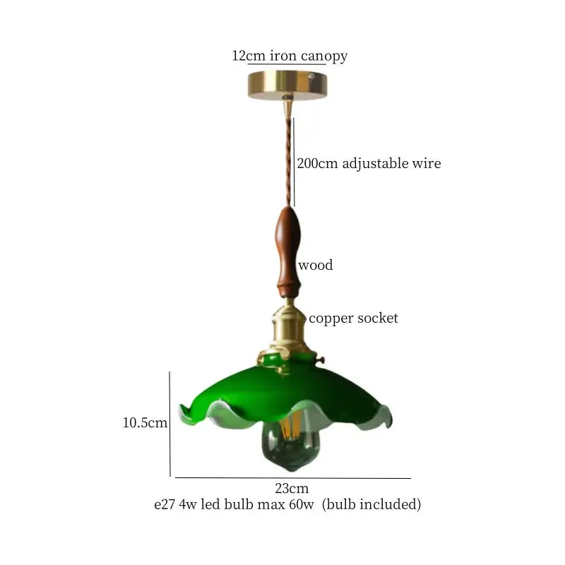 Vintage ruffled cream glass copper pendant lamp kitchen