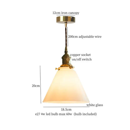 Vintage ruffled cream glass copper pendant lamp kitchen