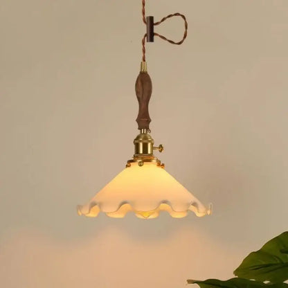 Vintage scalloped cream glass led pendant light for kitchen dining room