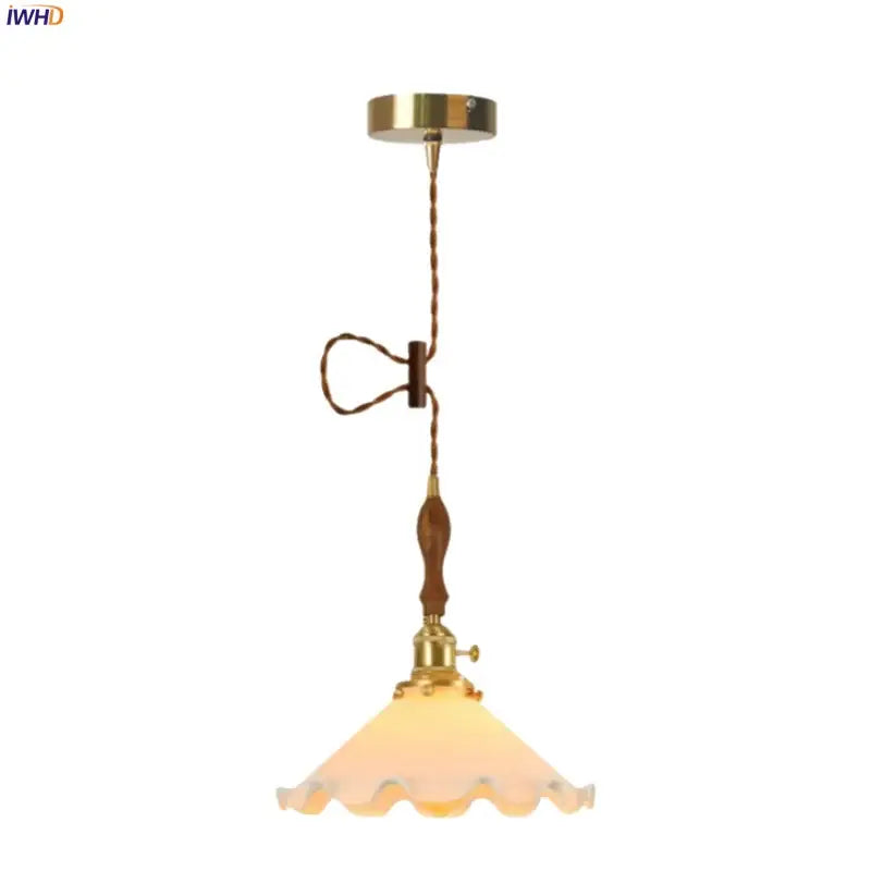Vintage scalloped cream glass led pendant light for kitchen dining room
