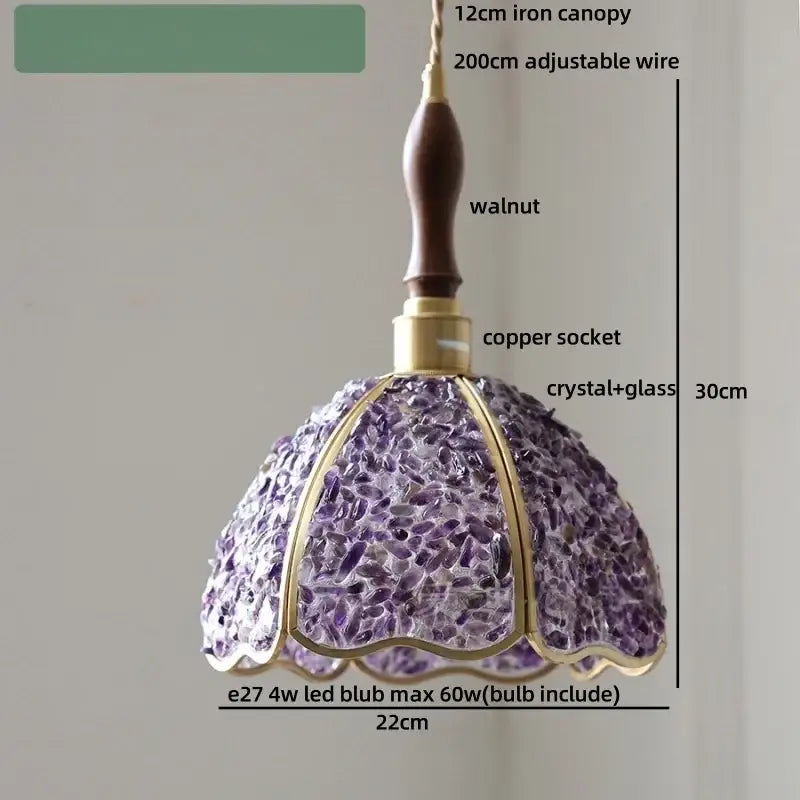 Vintage seafoam green & copper walnut led pendant – dining room light