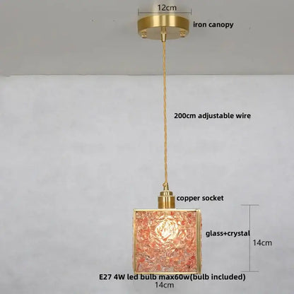 Vintage seafoam green & copper walnut led pendant – dining room light