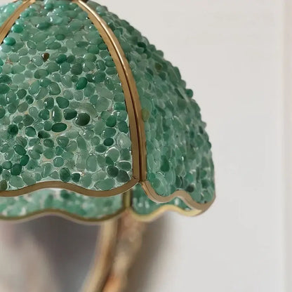 Vintage seafoam green & copper walnut led pendant – dining room light