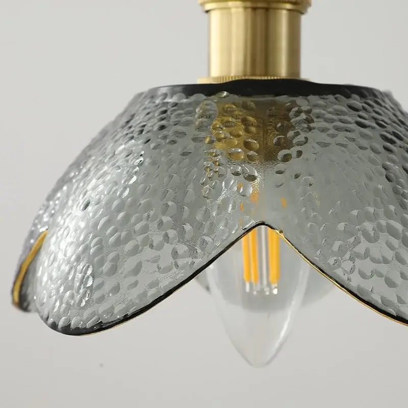 Vintage silver flower glass copper led hanging light bedroom