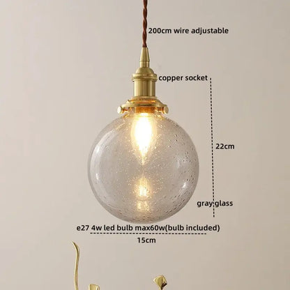 Vintage silver flower glass copper led hanging light bedroom