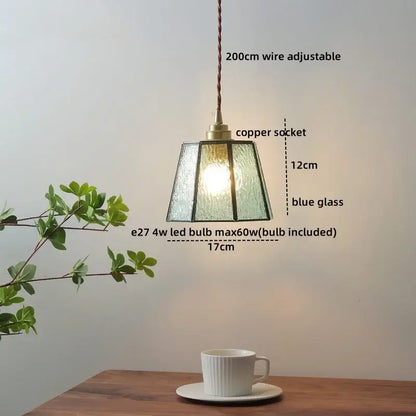 Vintage silver flower glass copper led hanging light bedroom