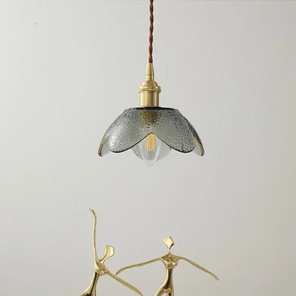 Vintage silver flower glass copper led hanging light bedroom