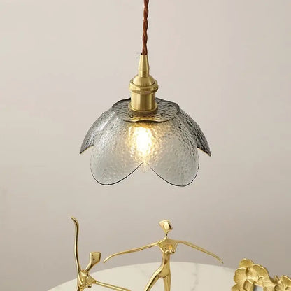 Vintage silver flower glass copper led hanging light bedroom