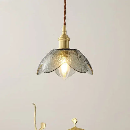 Vintage silver flower glass copper led hanging light bedroom
