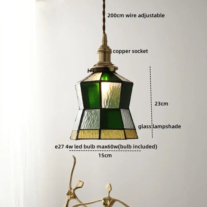 Vintage silver flower glass copper led hanging light bedroom