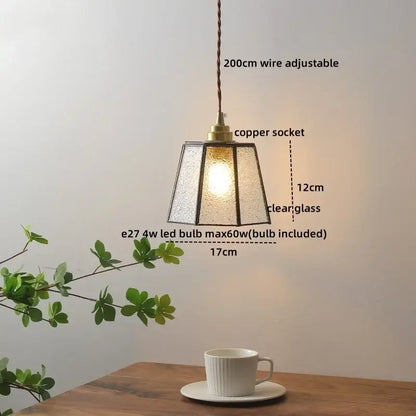 Vintage silver flower glass copper led hanging light bedroom