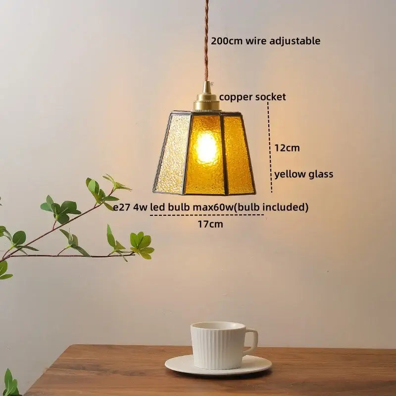 Vintage silver flower glass copper led hanging light bedroom