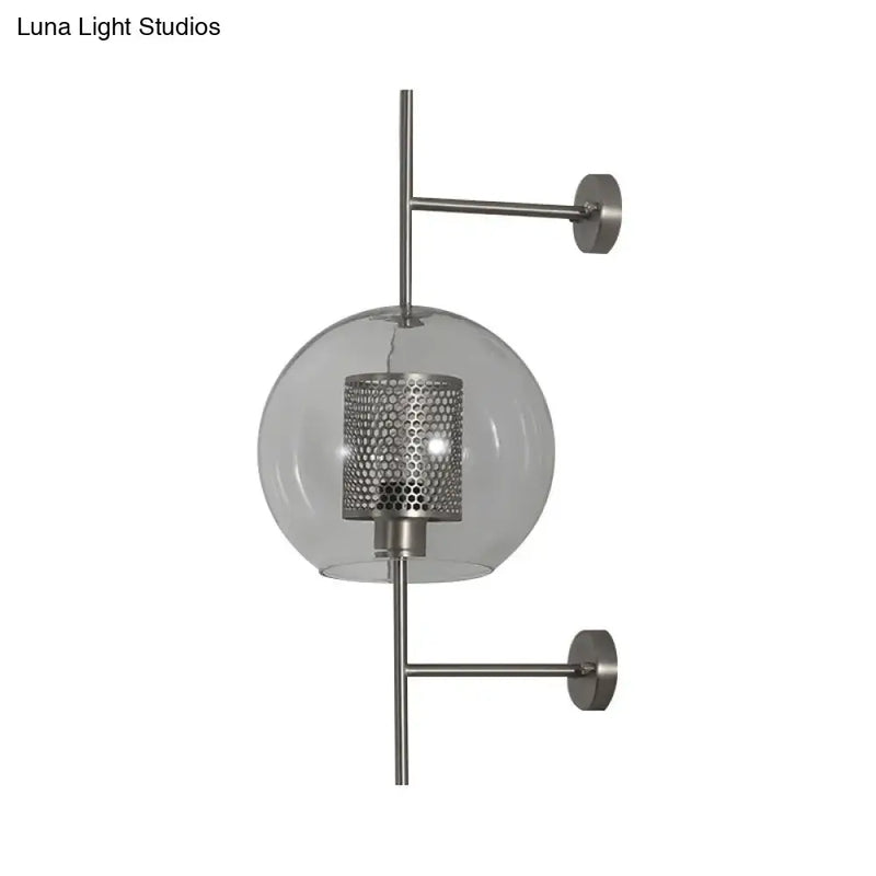 Vintage silver & gold clear glass sconce light – bedroom wall fixture