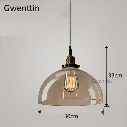 Vintage smoked glass and brass industrial pendant light set kitchen