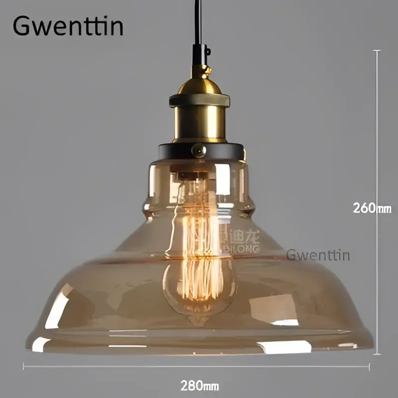 Vintage smoked glass and brass industrial pendant light set kitchen