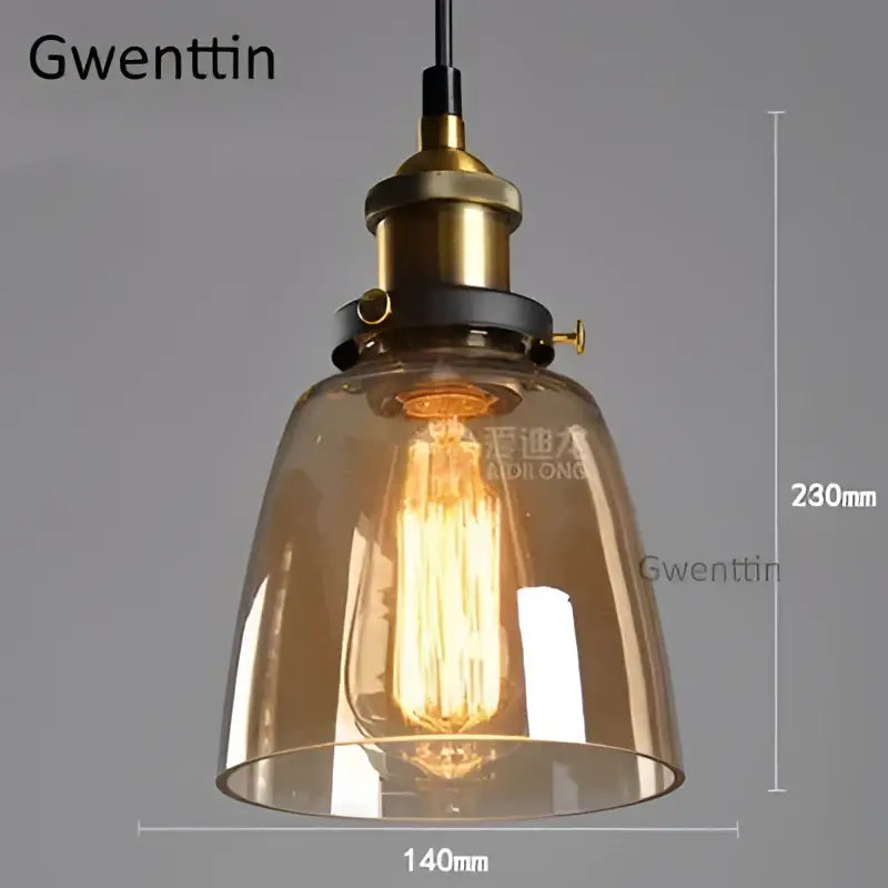 Vintage smoked glass and brass industrial pendant light set kitchen